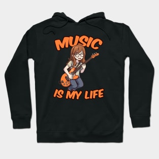 A girl playing her favourite guitar Hoodie